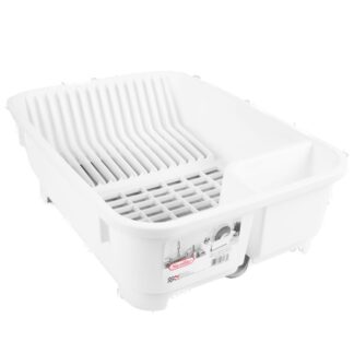 Sterilite Dishrack White & Brush Silver Tray 18X13X5"