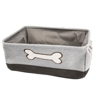 Pet Storage Bin W/Bone Grey/Blk 17X13"H8