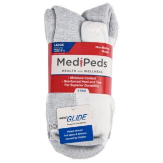 Socks 4Pk Medipeds Diebetic Quarter Length White #8611