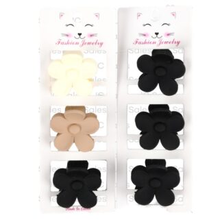 Hair Jaw Flower Clip Sm Asst Color 3 Pc #H2318B