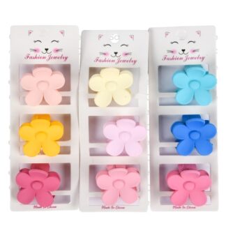 Hair Jaw Flower Clip Sm Asst Color 3 Pc #H2318A