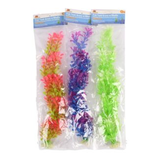 Fish Tank Plastic Grass W/Shells Asst 15-15.7 In
