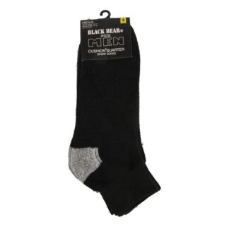 Men'S Socks Cushion Quarter Blk Sz 6-12 4 Pr