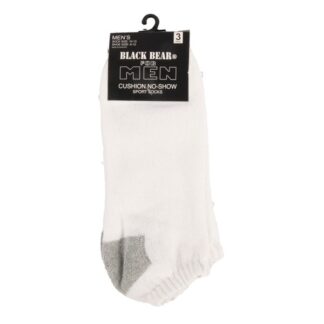 Men'S Socks Cushion No-Show Wht Sz 6-12 3 Pr