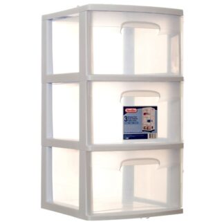 Sterilite Drawer Cart 3 Unit White Medium