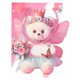 Gift Bag Fairy Teddy Bear Pink Small