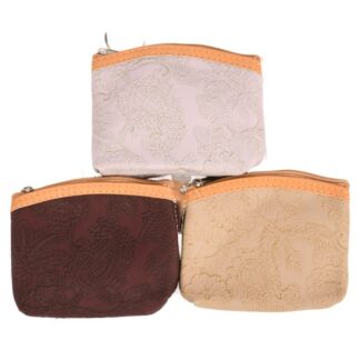 Coin Purse Faux Leather Embossed Asst Color