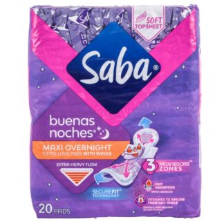Saba Overnight Pads Extra Long W/Wings 20 Ct