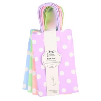 Kraft Bag Dots Pastel Color 5.11X3.15X8.27" 12 Ct