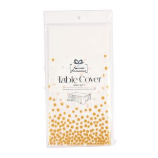 Table Cover Rectangle White/Gold Dot 54X108"