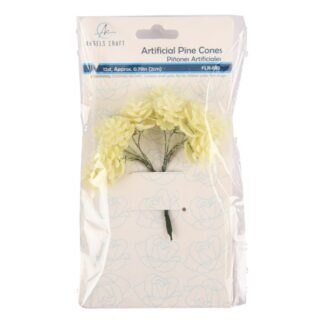 Artif Pinecones W/Stem White Glitter 12 Ct