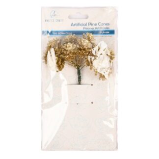 Artif Pinecones W/Stem Natural Glitter 12 Ct