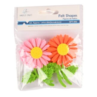 Felt Flower Asst Color 3.35" X 1.97" 4 Ct
