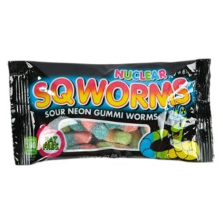 Nuclear Sqworms Sour Neon Gummy Candy 2 Oz