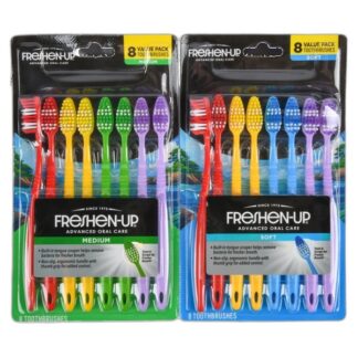 Freshen-Up Toothbrushes 2In1 Soft&Med 8 Pk