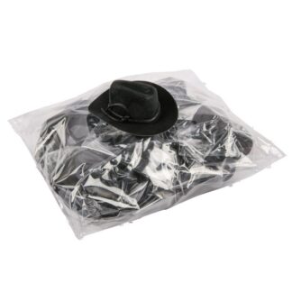 Flocked Plastic Cowboy Hat Black 3 In 12 Pc