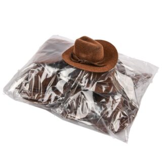 Flocked Plastic Cowboy Hat Brown 3 In 12 Pc