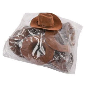 Flocked Plastic Cowboy Hat Brown 4 In 12 Pc