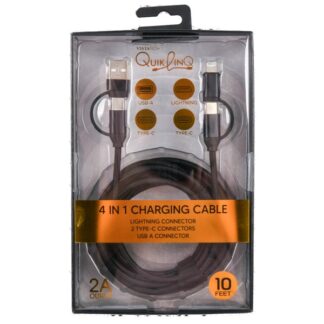 Charging Cable 4 In 1 Asst Color 10 Ft