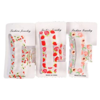 Hair Claw Clip W/Fruits Print Asst Color 1 Pc