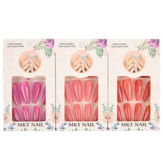 Mkt Pre-Glued False Nail Asst Color 12 Ct