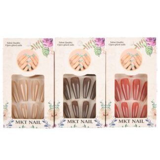 Mkt Pre-Glued False Nail Asst Color 12 Ct
