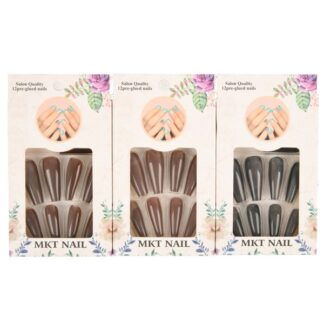 Mkt Pre-Glued False Nail Asst Color 12 Ct