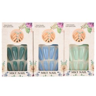 Mkt Pre-Glued False Nail Asst Color 12 Ct