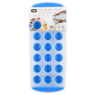 Edge Silicone Rnd Ice Cube Trays Blue 3 Pk