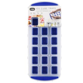 Edge Silicone Sq Ice Cube Trays Blue 3 Pk