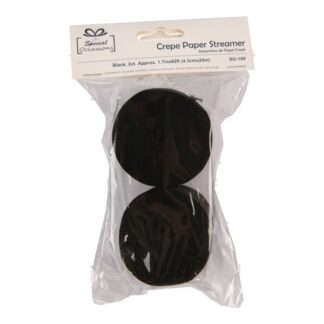 Crepe Streamers Black 1.7In X 82Ft Roll 2 Ct