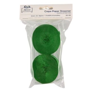 Crepe Streamers Green 1.7In X 82Ft Roll 2 Ct