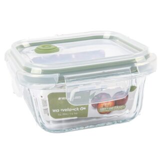 Wavy Glass 11 Oz Square Food Storage Dark Green Vent