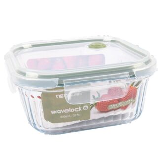 Wavy Glass 27 Oz Square Food Storage Dark Green Vent