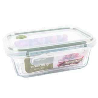 Wavy Glass 21 Oz Rectangle Food Storage Dark Green Vent