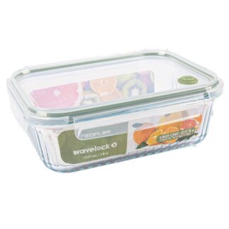 Wavy Glass 51 Oz Rectangle Food Storage Dark Green Vent