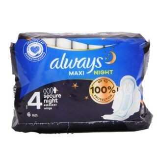 Always Maxi Pad W/Wings Night 6 Ct