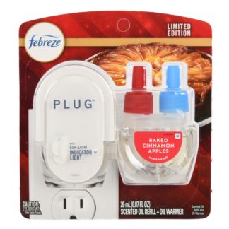 Febreze Plug Starter Kit Baked Apples Oil Refill .87 Oz