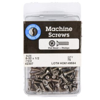 Machine Screws Flat Head Phillips 8-32X1/2 75 Ct