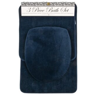 Bath Rug Set Blue Navy Color 3 Pc