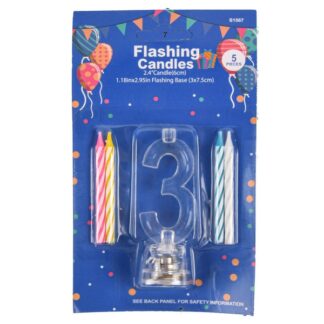 Flashing Birthday Candles #3 5 Pc