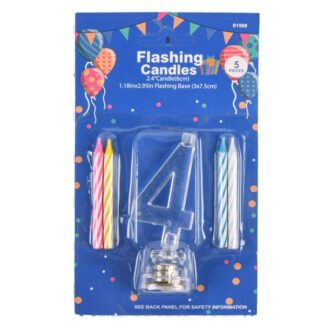 Flashing Birthday Candles #4 5 Pc