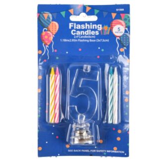 Flashing Birthday Candles #5 5 Pc