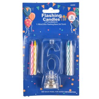 Flashing Birthday Candles #6 5 Pc