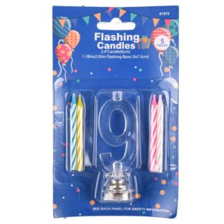 Flashing Birthday Candles #9 5 Pc