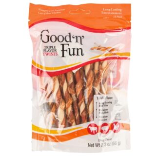 Good N'Fun Dog Snack Triple Flav Twist 5" 12 Ct