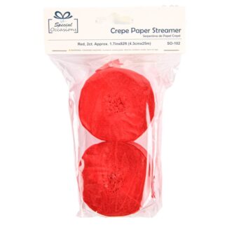 Crepe Streamers Red 1.7In X 82Ft Roll 2 Ct