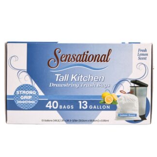 Tall Kitchen Drawstring Trash Bags 13 Gal 40 Ct