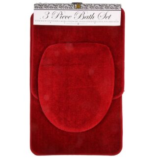 Bath Rug Set Red Color 3 Pc