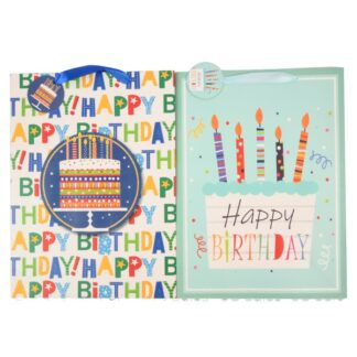 Happy Bday Gift Bag Glitter Accent Asst Xlg